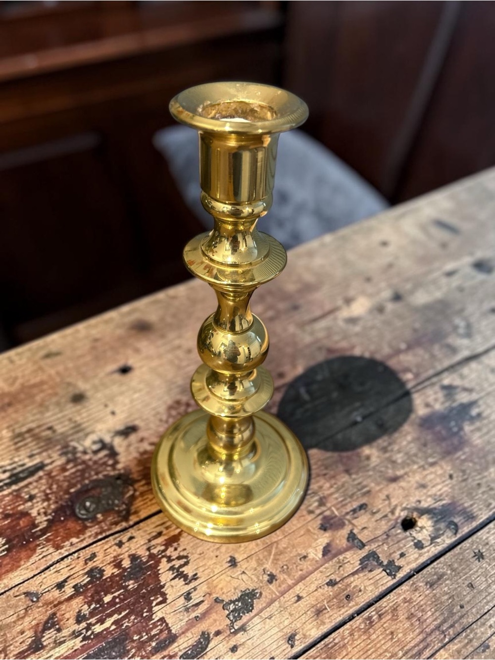 Vintage Solid Brass Candlestick Holder 7” English Colonial Taper Candle
